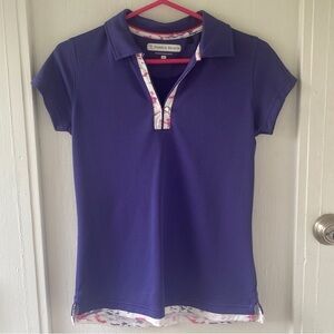 Pebble Beach Women’s Short Sleeve Purple 
V Neck Golf Polo Shirt